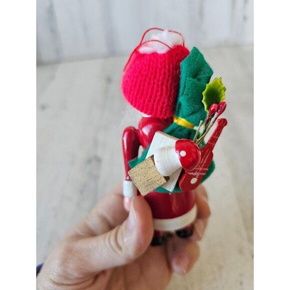 Wooden Santa vintage ornament backpack Xmas tree - Picture 4 of 8
